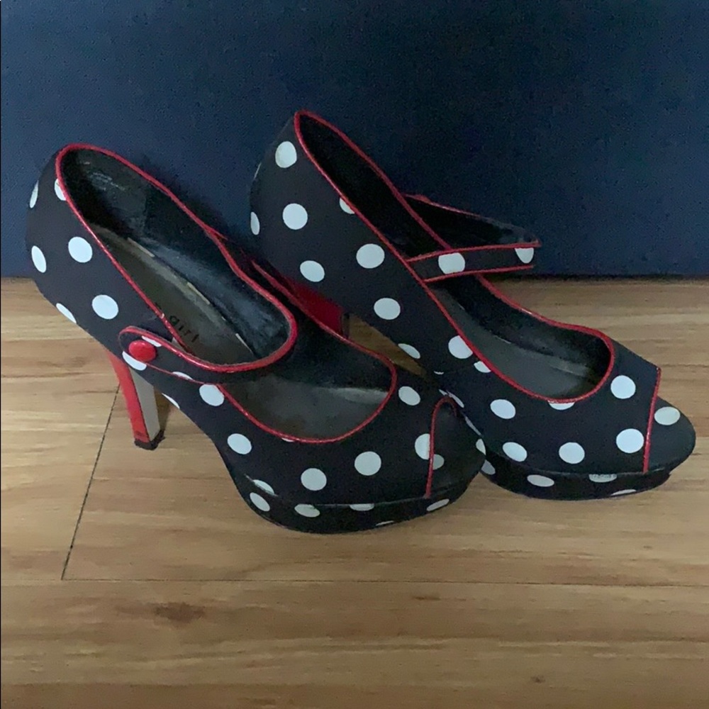 Madden Girl Black & White Polka Dot Platforms